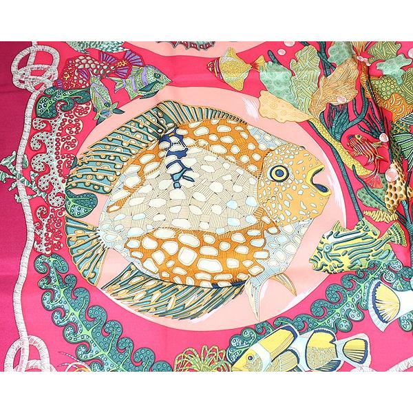 エルメス HERMES スカーフ カレ90 CARRE Grands Fonds 深海 魚 サカナ 