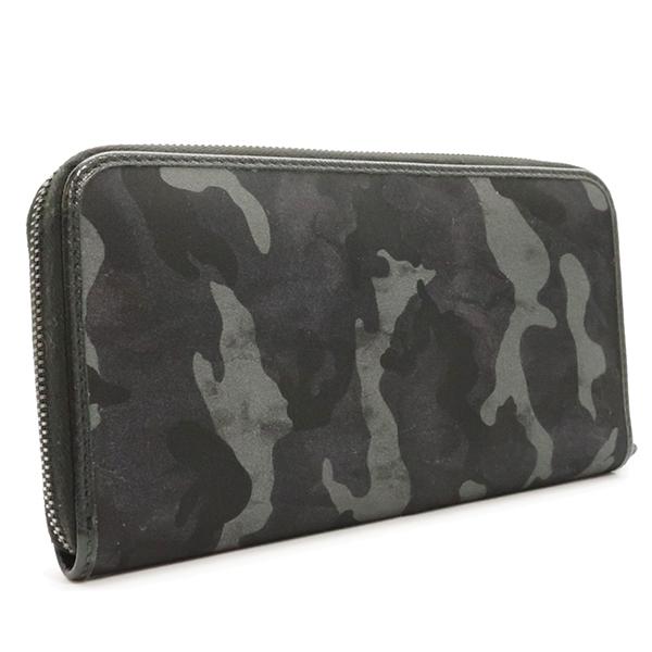 PRADA プラダ 長財布 迷彩 カモフラ ラウンドファスナー ブルー  