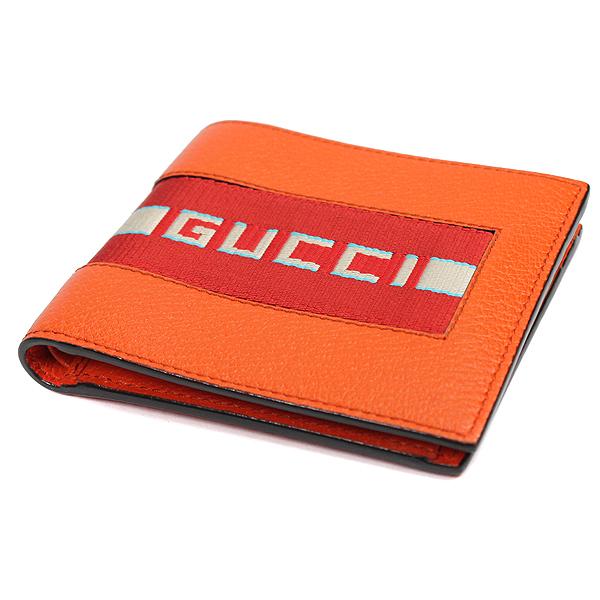 グッチ GUCCI 二つ折り財布 ニューウェブ ロゴ オレンジ レザー グッチ GUCCI 二つ折り財布 ニューウェブ ロゴ オレンジ レザー