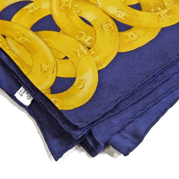 CHANEL シャネル スカーフ ココボタン柄 大判スカーフ ネイビー CHANEL シャネル スカーフ ココボタン柄 大判スカーフ ネイビー