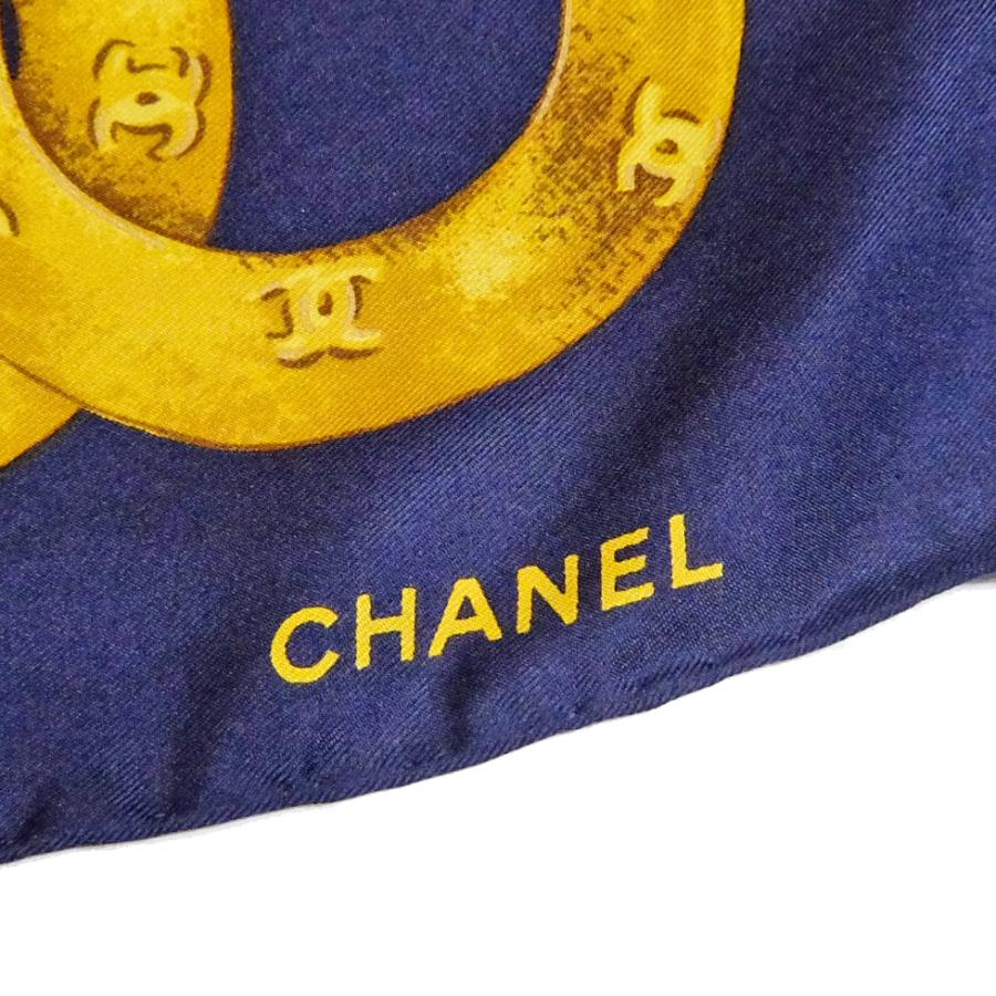 CHANEL シャネル スカーフ ココボタン柄 大判スカーフ ネイビー CHANEL シャネル スカーフ ココボタン柄 大判スカーフ ネイビー