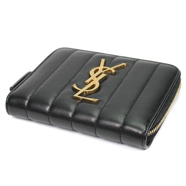 Yves Saint Laurent 黒 二つ折り財布 サンローランパリ 二つ折り財布 カサンドラ ブラック メンズ