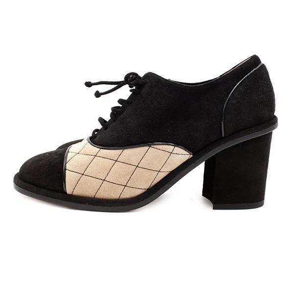 CHANEL シャネル ブーツ レースアップ ブーティ #37.5 ベージュ  