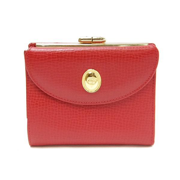 速達メール便送料無料 クリスチャン ディオール Christian Dior 二つ折り財布 がま口財布 コンパクト 型押し レッド レザー Gp 中古 大幅値下 メール便ok 日本製 Www Skylanceronline Com