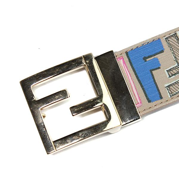 FENDI フェンディ ベルト 手描き風ズッカ柄 ベージュ×マルチ FENDI フェンディ ベルト 手描き風ズッカ柄 ベージュ×マルチ