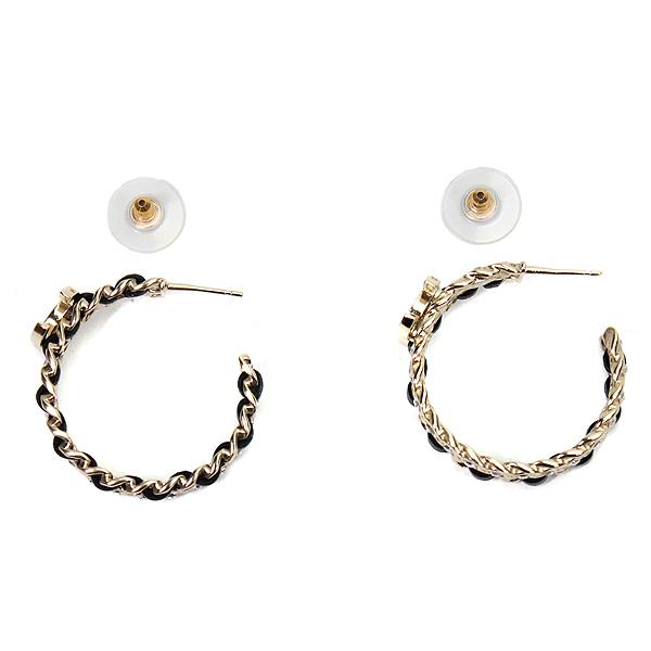 CHANEL シャネル ピアス ココマーク フープピアス ゴールド×黒 CHANEL シャネル ピアス ココマーク フープピアス ゴールド×黒