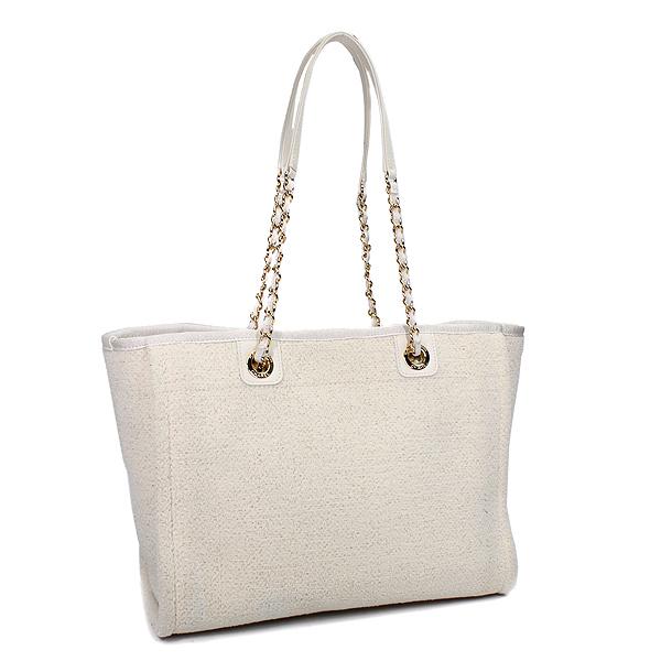 シャネル CHANEL トートバッグ ドーヴィル ツイード チェーントート  