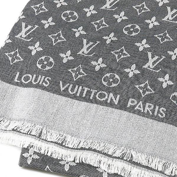本物良品■ルイヴィトン■ショール・モノグラム デニム/ノワール/イタリア製 LOUIS VUITTON ルイヴィトン ストール モノグラム・デニム