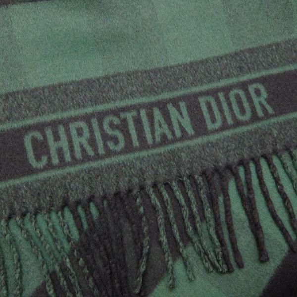 Christian Dior ディオール DIOR ポンチョ チェック柄 ロゴ フリンジ付 