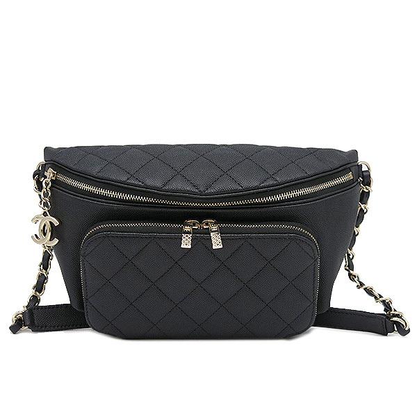 初売り 新品同様 シャネル マトラッセ ウエストポーチ 黒 シャネル Chanel ウエストバッグ マトラッセ ウエストポーチ ブラック キャビアスキン As0465 中古 バッグ Www Ja Kitakyu Or Jp