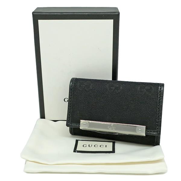GG グッチ GUCCI キーケース ロゴプレート 6連 ブラック GG