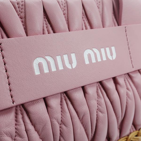 ミュウミュウ MIUMIU 2WAYバッグ マテラッセ かごバッグ ピンク レザー ラタン 5BA076 中古｜ibe7171｜07