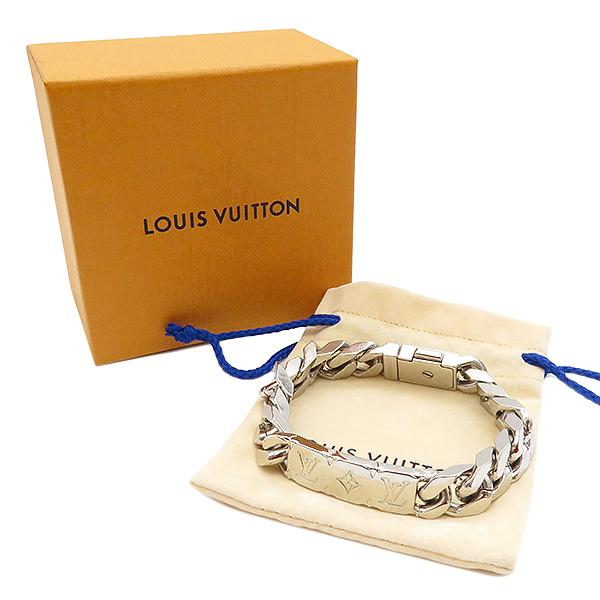 Louis Vuitton Monogram Palladium Finish Cuban Link Bracelet M00270