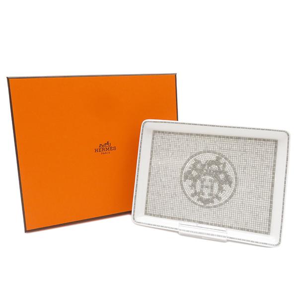 【新品未使用】エルメス　モザイク シルバー角皿 新品未使用】エルメスモザイク シルバー角皿