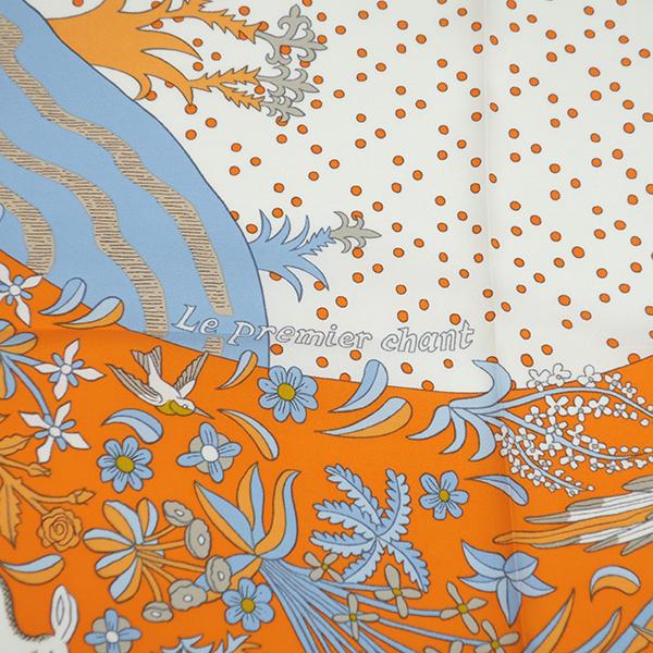 HERMES（エルメス） スカーフ カレ90 CARRE オレンジ×ホワイト×ブルー