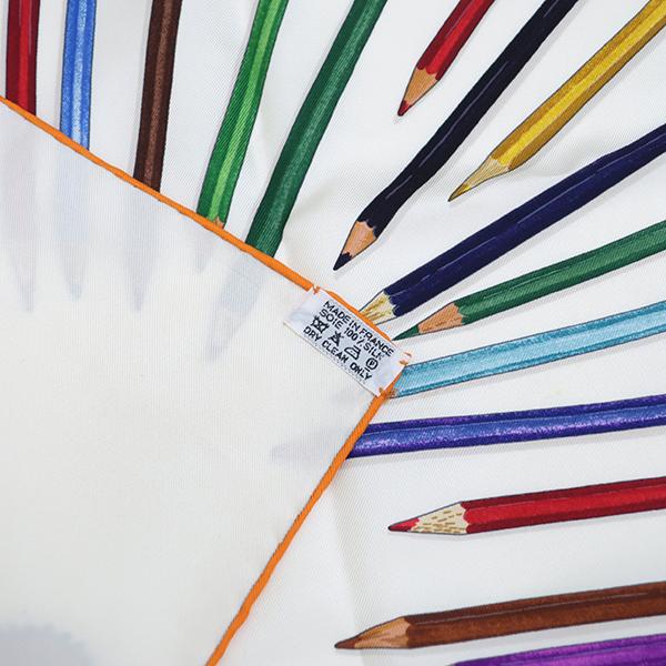 HERMES エルメス スカーフ カレ90 CARRE ホワイトXオレンジX