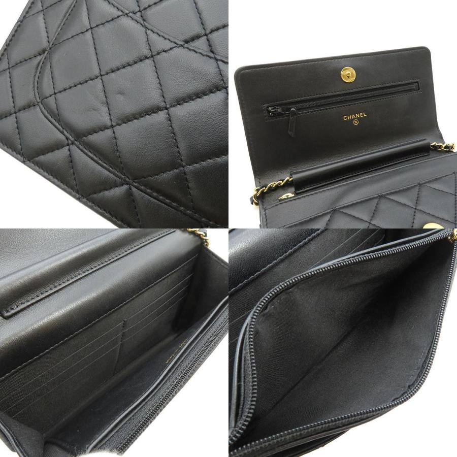 マトラッセ シャネル チェーンウォレット ブラック ラムスキン AP1943