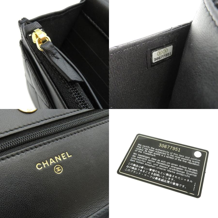 マトラッセ シャネル チェーンウォレット ブラック ラムスキン AP1943