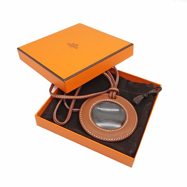 HERMES エルメス ネックレス ルーペネックレス ブラウン レザー HERMES エルメス ネックレス ルーペネックレス ブラウン レザー