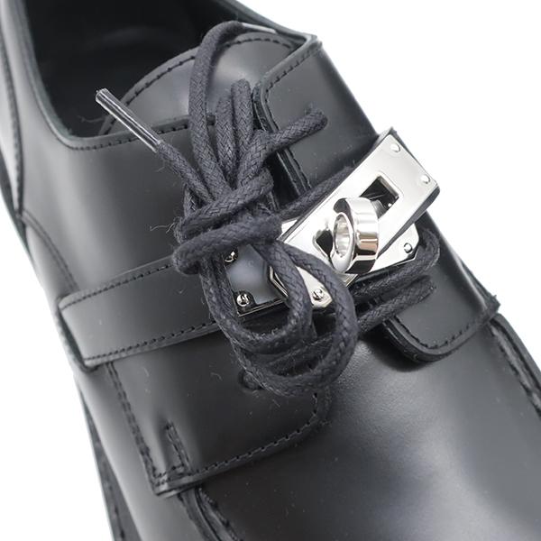 HERMES エルメス 靴 オックスフォード ブラック レザー ターン HERMES エルメス 靴 オックスフォード ブラック レザー ターン