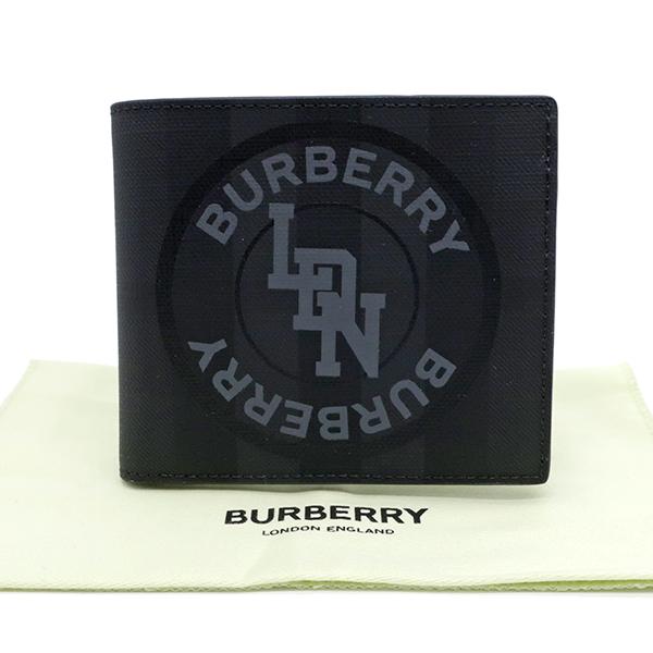 未使用品✨ バーバリー 二つ折り財布 ロンドンチェック ダークチャコール BURBERRY（バーバリー） 二つ折り財布 シーシービル コイン ロンドン