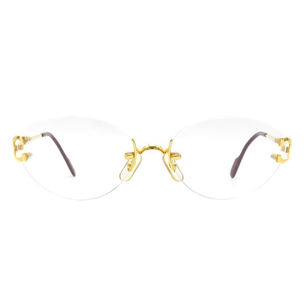 C DE CARTIER カルティエ メガネ 2C ツーポイント 56□16 ゴールド GP