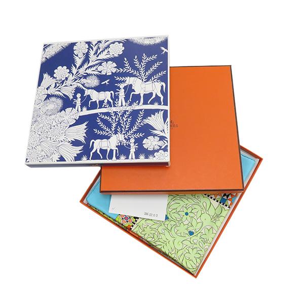 HERMES エルメス スカーフ カレ90 CARRE ブルー×グリーン×マルチ HERMES エルメス スカーフ カレ90 CARRE ブルー×グリーン×マルチ