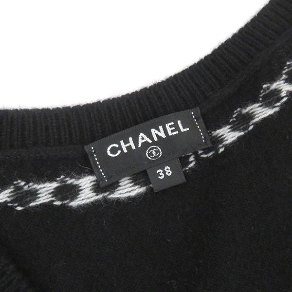 CHANEL シャネル　カシミアベスト44 ヴィンテージ CHANEL（シャネル） ベスト トロンプルイユ カシミア ニット ブラック