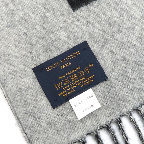 LOUIS VITTON マフラー ブラック LOUIS VUITTON ルイヴィトン マフラー エシャルプ LV スプリット