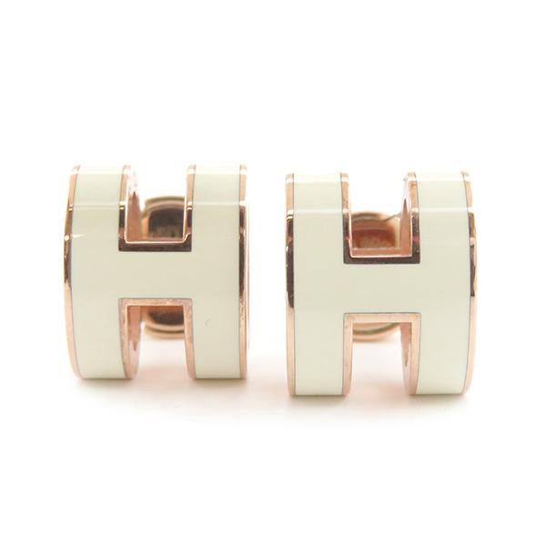 HERMES（エルメス） ピアス ポップアッシュ ホワイト×ピンクゴールド