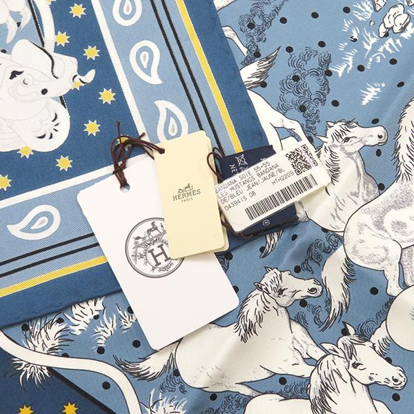 HERMES（エルメス） スカーフ カレ55 CARRE ブルージーン×ジョーヌ 