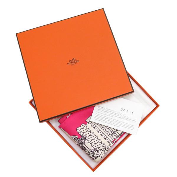HERMES エルメス スカーフ マキシ ツイリー スリム ピンクXホワイト  