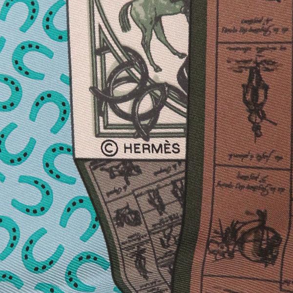 HERMES エルメス スカーフ カレ90 CARRE ブルー×グレー シルク HERMES エルメス スカーフ カレ90 CARRE ブルー×グレー シルク