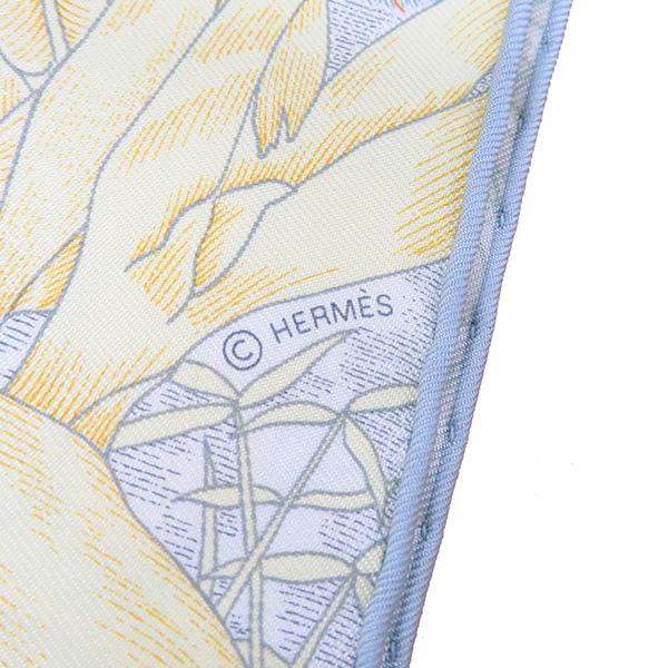 HERMES エルメス スカーフ カレ45 アプリコット×ジョーヌ×ヴェール