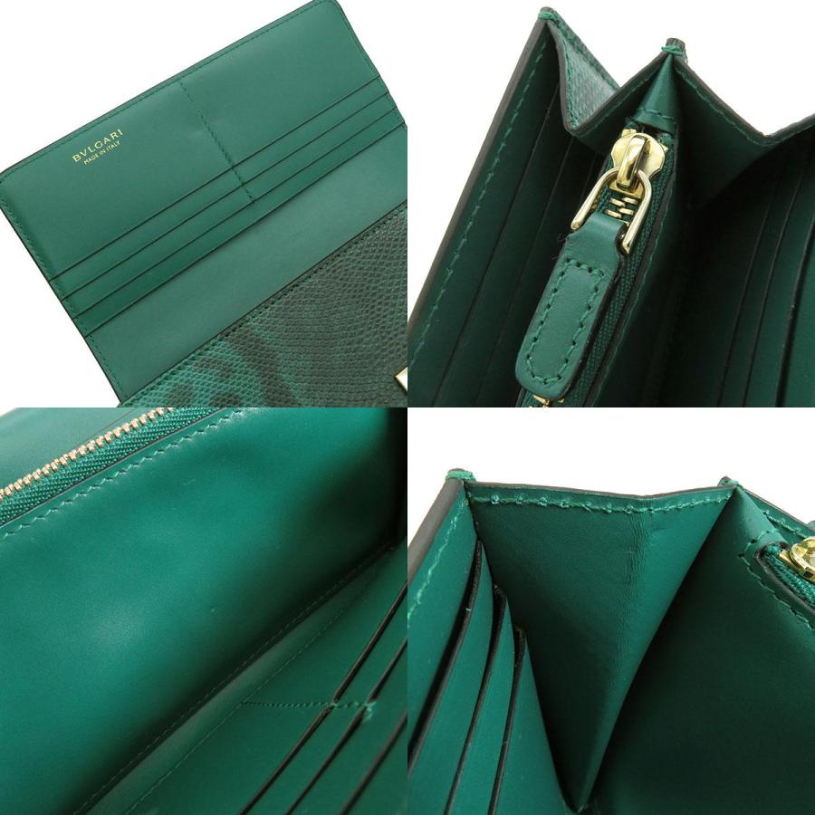 BVLGARI ブルガリ 長財布 ラージウォレット グリーン レザー BVLGARI ブルガリ 長財布 ラージウォレット グリーン レザー