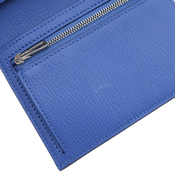 HERMES（エルメス） 二つ折り財布 ベアンコンパクト クロコ ブルー 