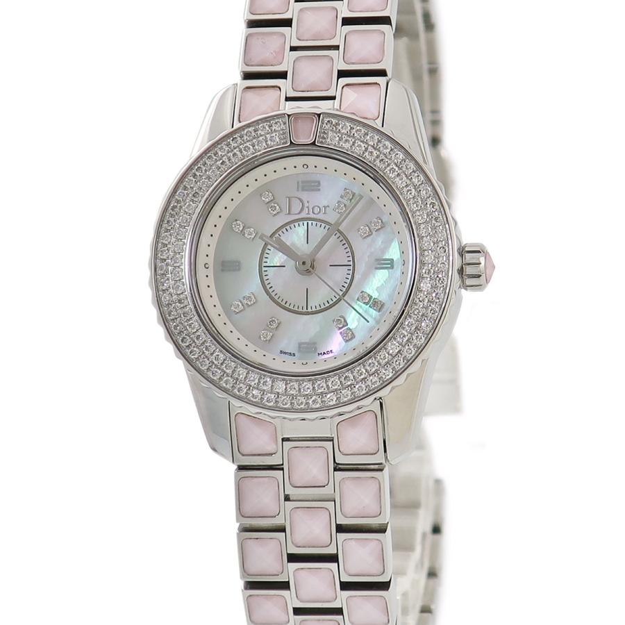 クリスチャンディオール Christian Dior CD112117 クリスタル ダイヤベゼル クォーツ レディース 保証書付き_934577 Christian Dior（クリスチャン・ディオール） 【3年保証】 クリスタル