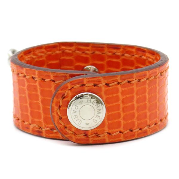 HERMES エルメス グローブホルダー ノマド オレンジ リザード メタル 