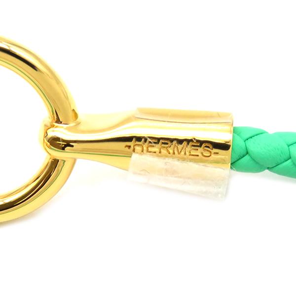 HERMES（エルメス） ブレスレット グレナン グリーン×ゴールド レザー