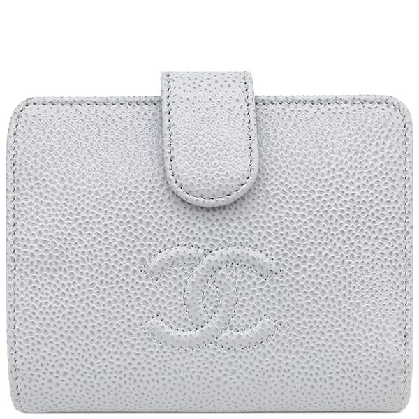 CHANEL（シャネル） 二つ折り財布 ココマーク ライトブルー キャビア