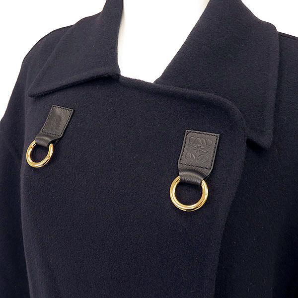 LOEWE（ロエベ） コート ダブルブレスト ネイビー ウール カシミヤ 