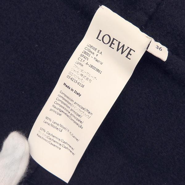 LOEWE（ロエベ） コート ダブルブレスト ネイビー ウール カシミヤ 