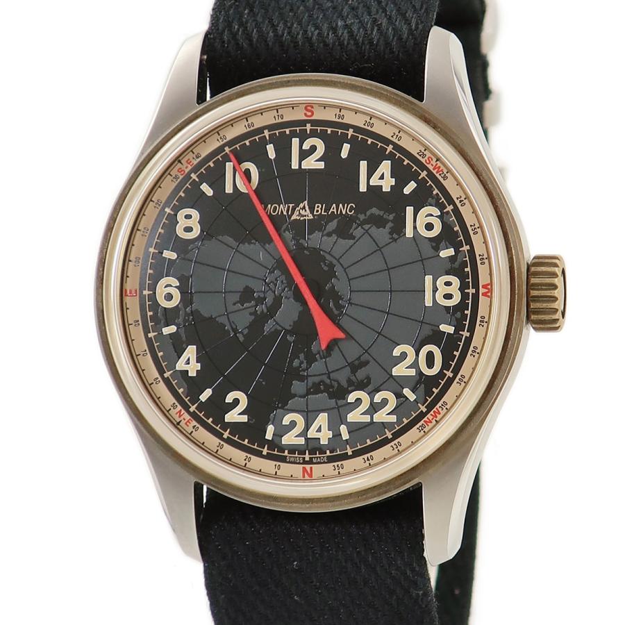 MONTBLANC（モンブラン） 【3年保証】 1858 オートマティック 24H 126007 黒 赤針 世界地図 24時間計 コンパス ...