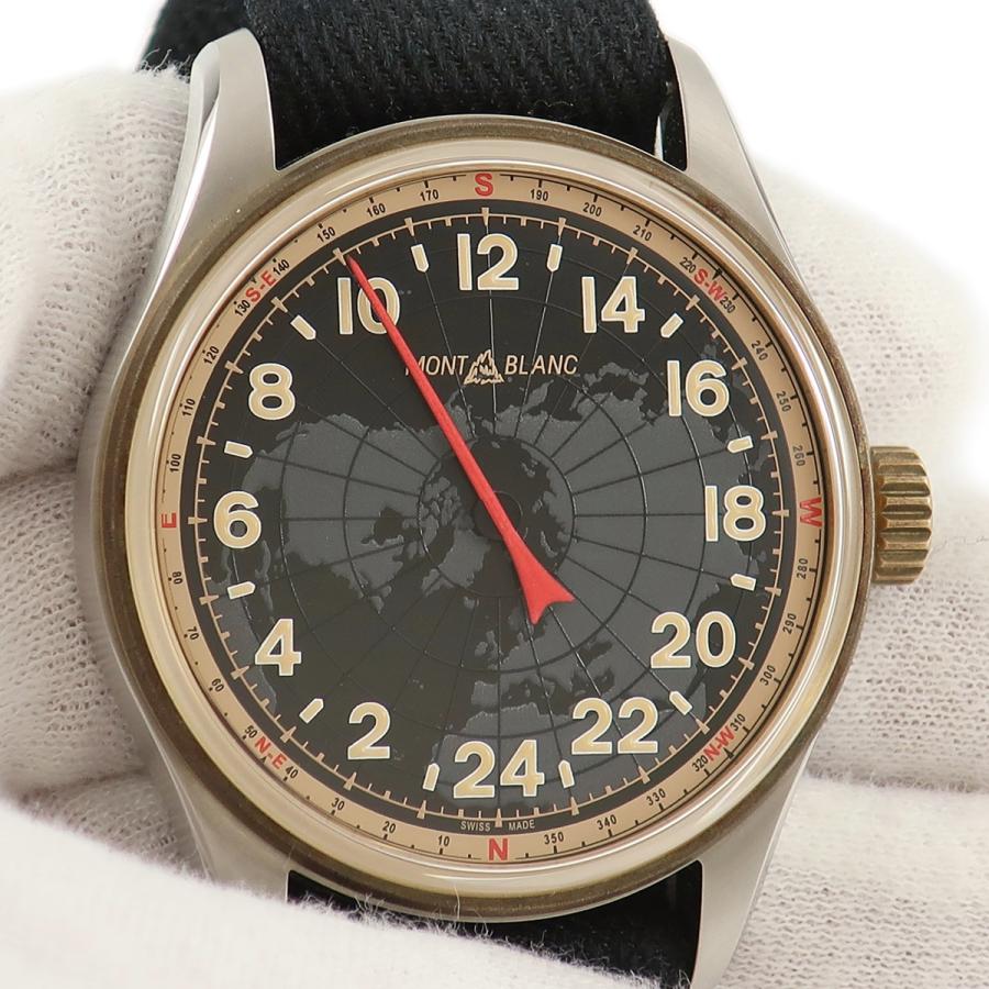 MONTBLANC（モンブラン） 【3年保証】 1858 オートマティック 24H 126007 黒 赤針 世界地図 24時間計 コンパス ...