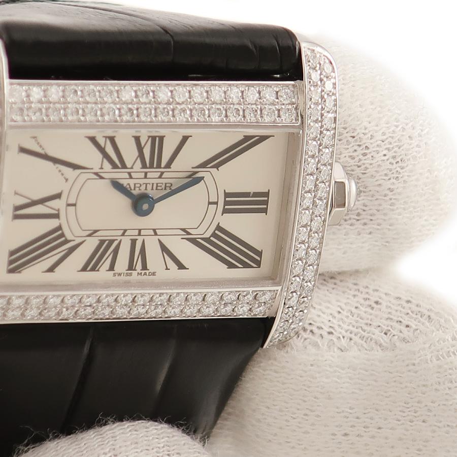CARTIER カルティエ WA301236 ミニタンク ディヴァン ベゼル ダイヤモンド 腕時計 K18WG アリゲーター レディース [中古] Cartier（カルティエ） WA301236 ミニタンク ディヴァン ベゼル