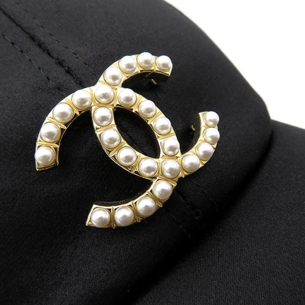 CHANEL（シャネル） キャップ ブラック シルク フェイクパール 黒