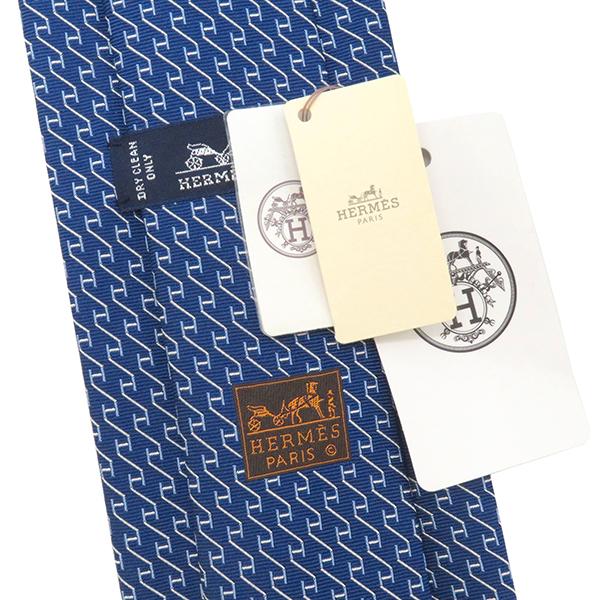 HERMES（エルメス） ネクタイ H'Scalator 8cm シルク ブルー 新品 未
