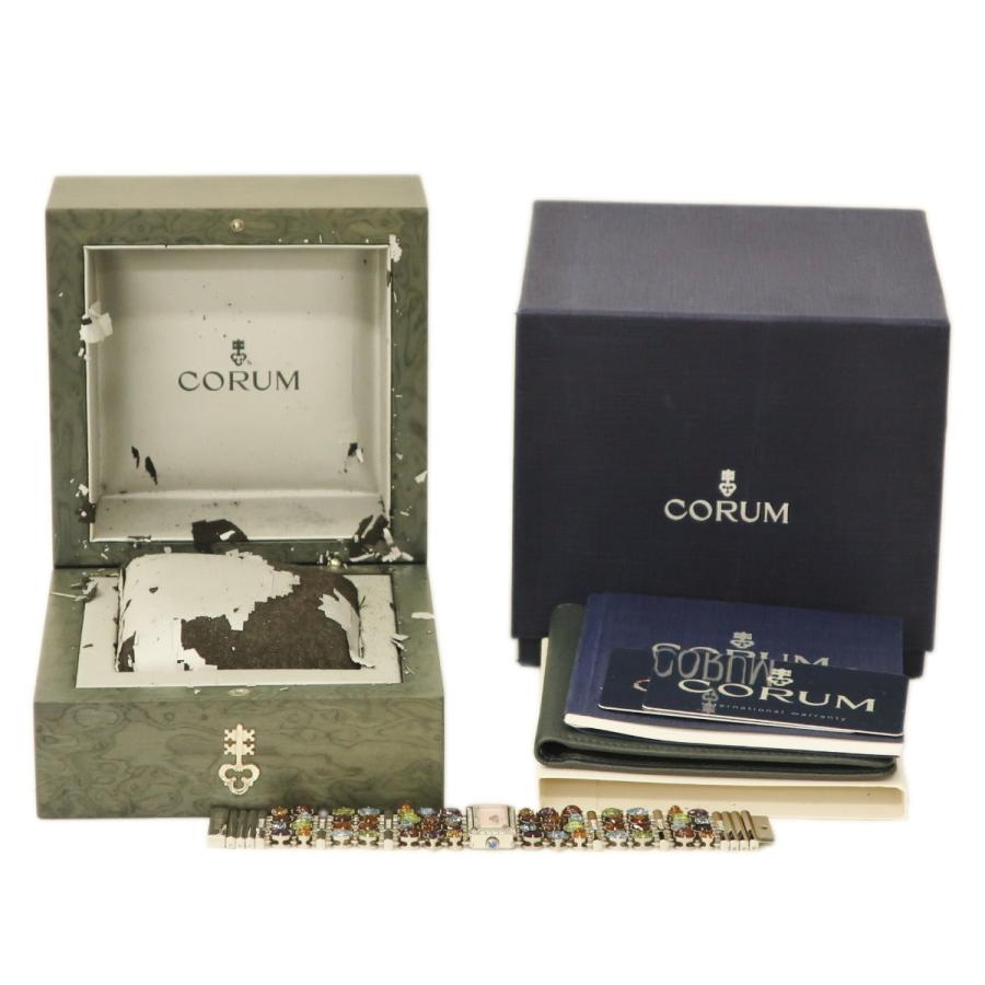 CORUM(コルム) 腕時計 ポプリ 137.520.47 レディース SS/ダイヤベゼル/シェル文字盤/マルチカラーストーンベルト ピンクシェル CORUM - CORUM(コルム) 腕時計 ポプリ 137.520.47 レディース SS