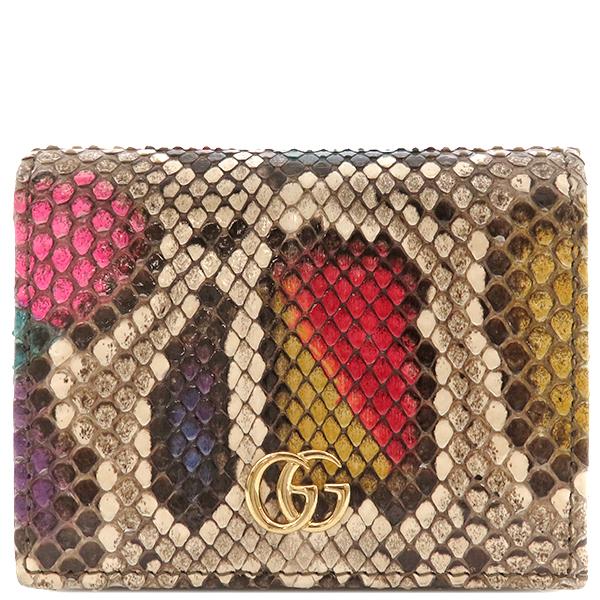 グッチ 二つ折り財布 GGマーモント パイソン パイソン マルチカラー 二  