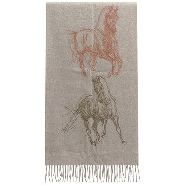 HERMES（エルメス） マフラー ギャロップのピルエット カシミヤ グレー
